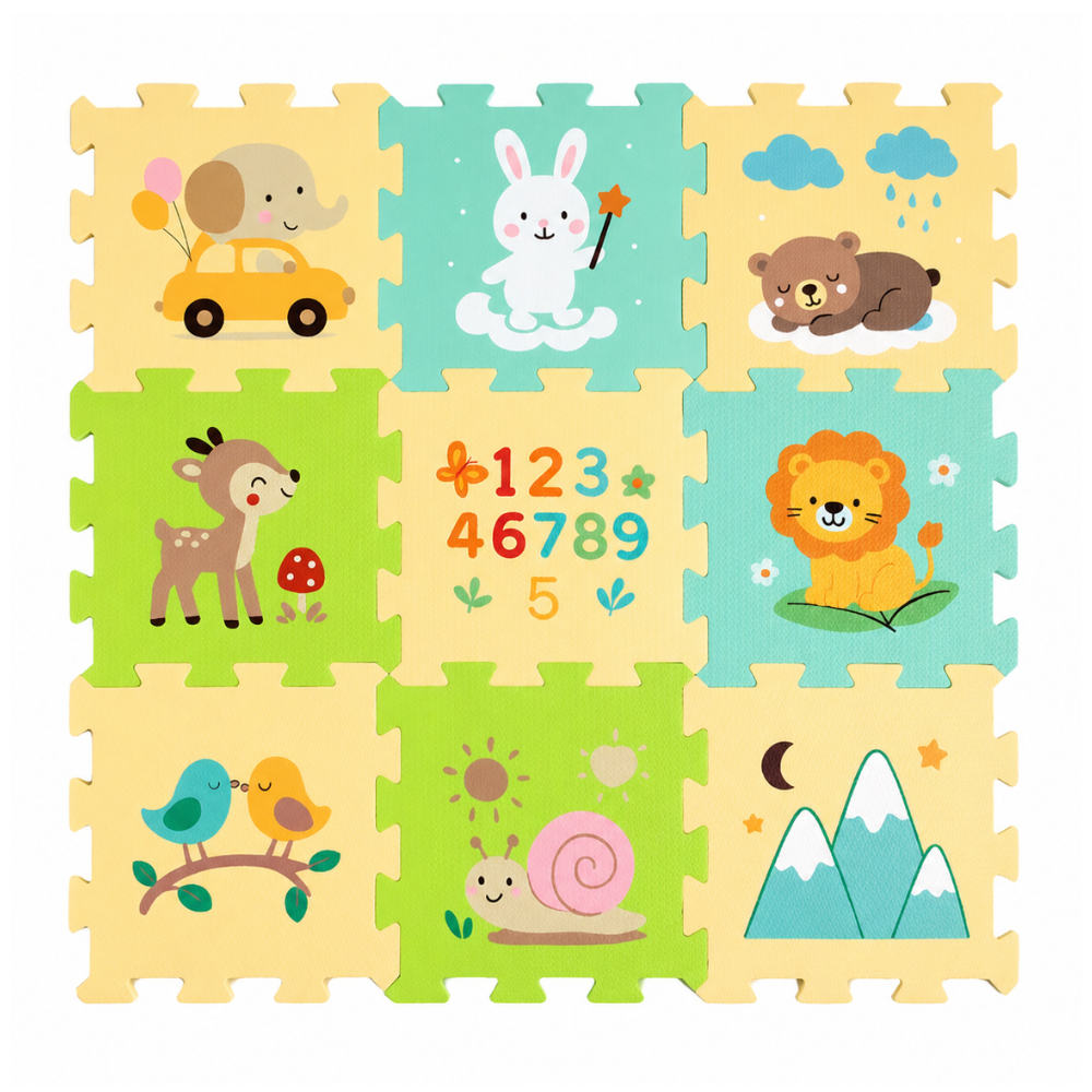 PETITE&amp;MARS Podlahové skladacie puzzle Nexli 6 ks, Forest Friends