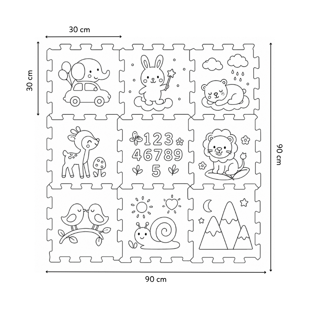 PETITE&amp;MARS Podlahové skladacie puzzle Nexli 6 ks, Forest Friends
