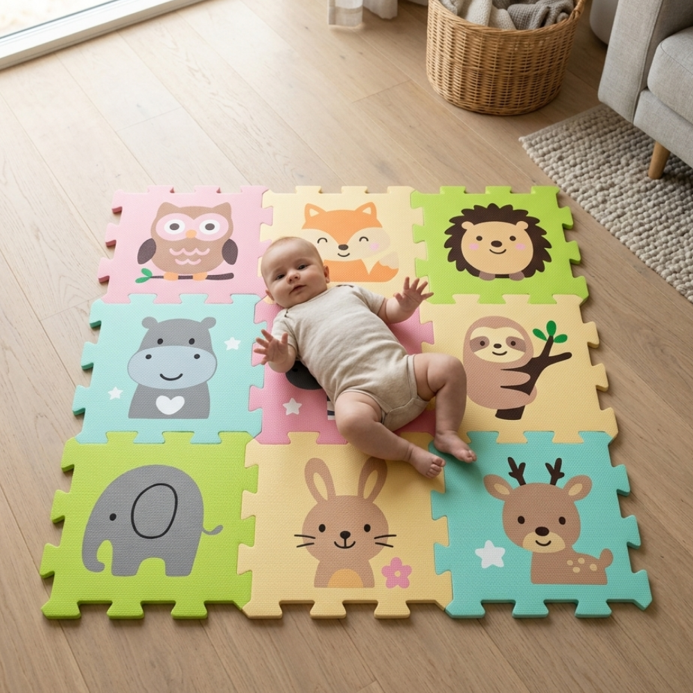 PETITE&amp;MARS Podlahové skladacie puzzle Nexli 6 ks, Safari Friends