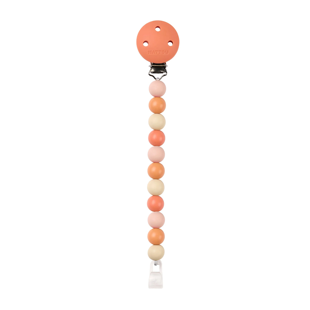 NATTOU Klip na cumlík silikónový clay/white bez BPA Beige/Terracotta