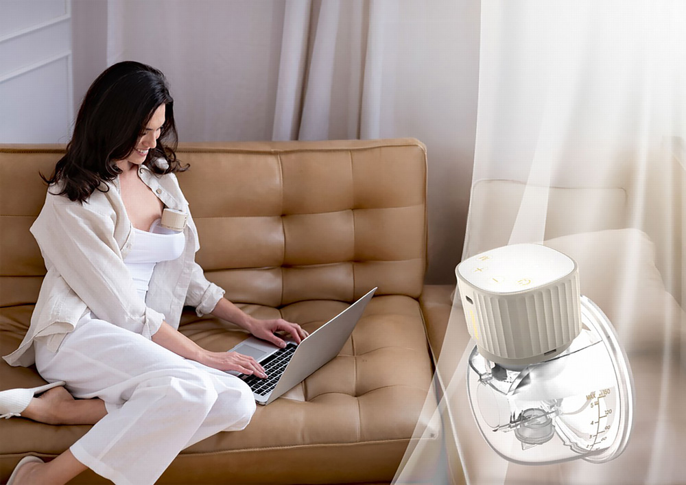 NENO Odsávačka mlieka Vento bezdrôtová hands-free mušľová 3-fázová, USB-C
