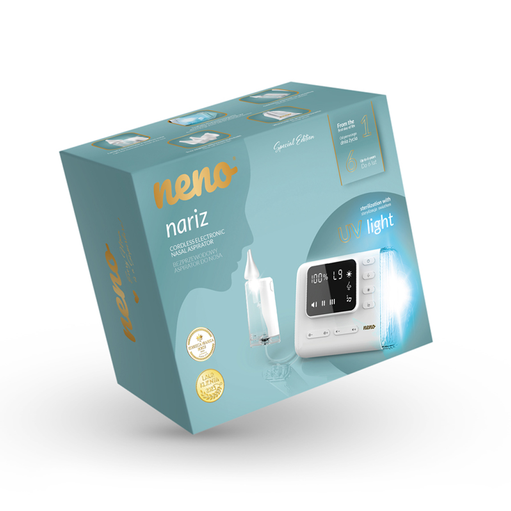 NENO Odsávačka nosných hlienov Nariz bezdrôtová s Active AirFlow, UV sterilizáciou, LED svetlom