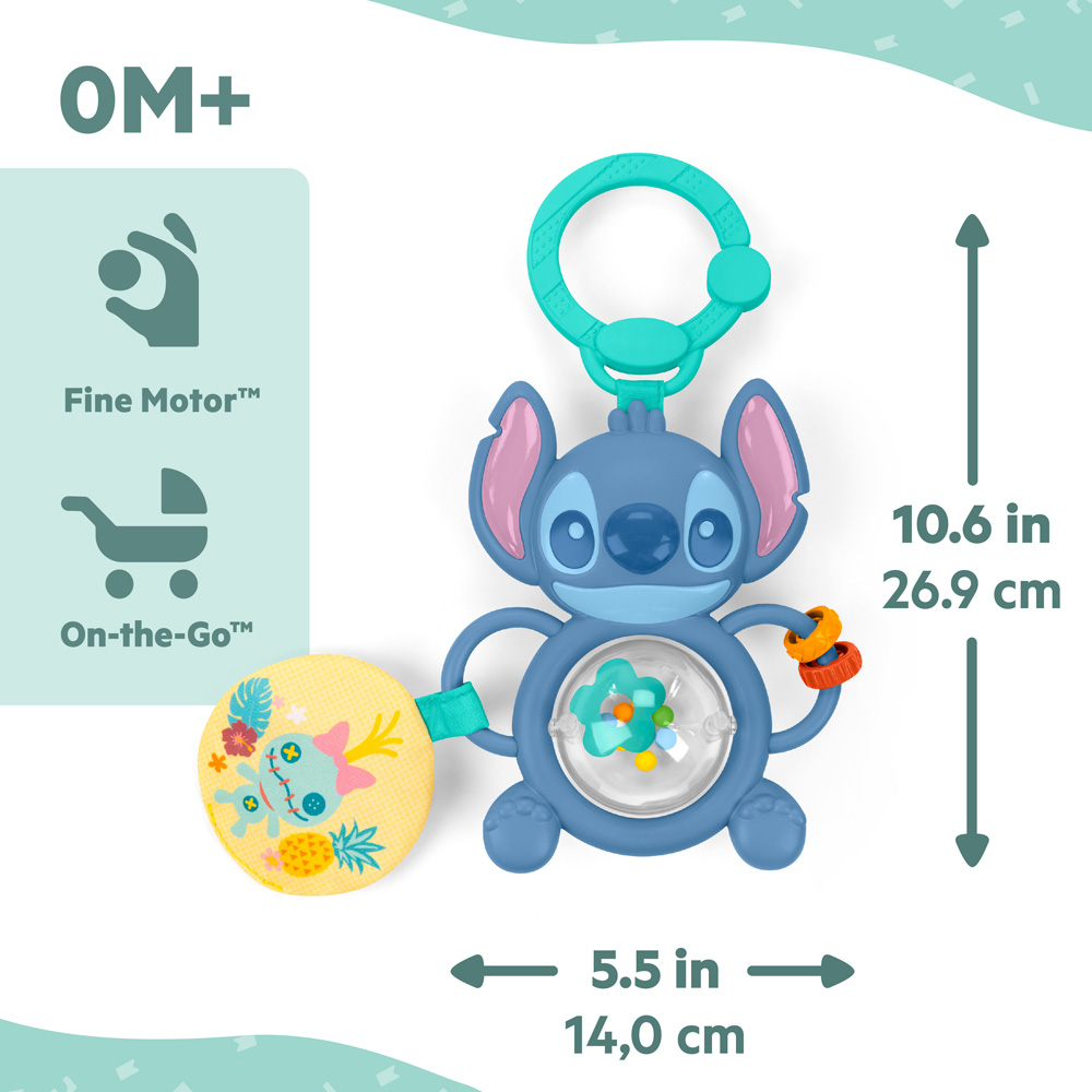 BRIGHT STARTS Hračka na C krúžku senzorická Stitch Tummy Tumble™ 0m+