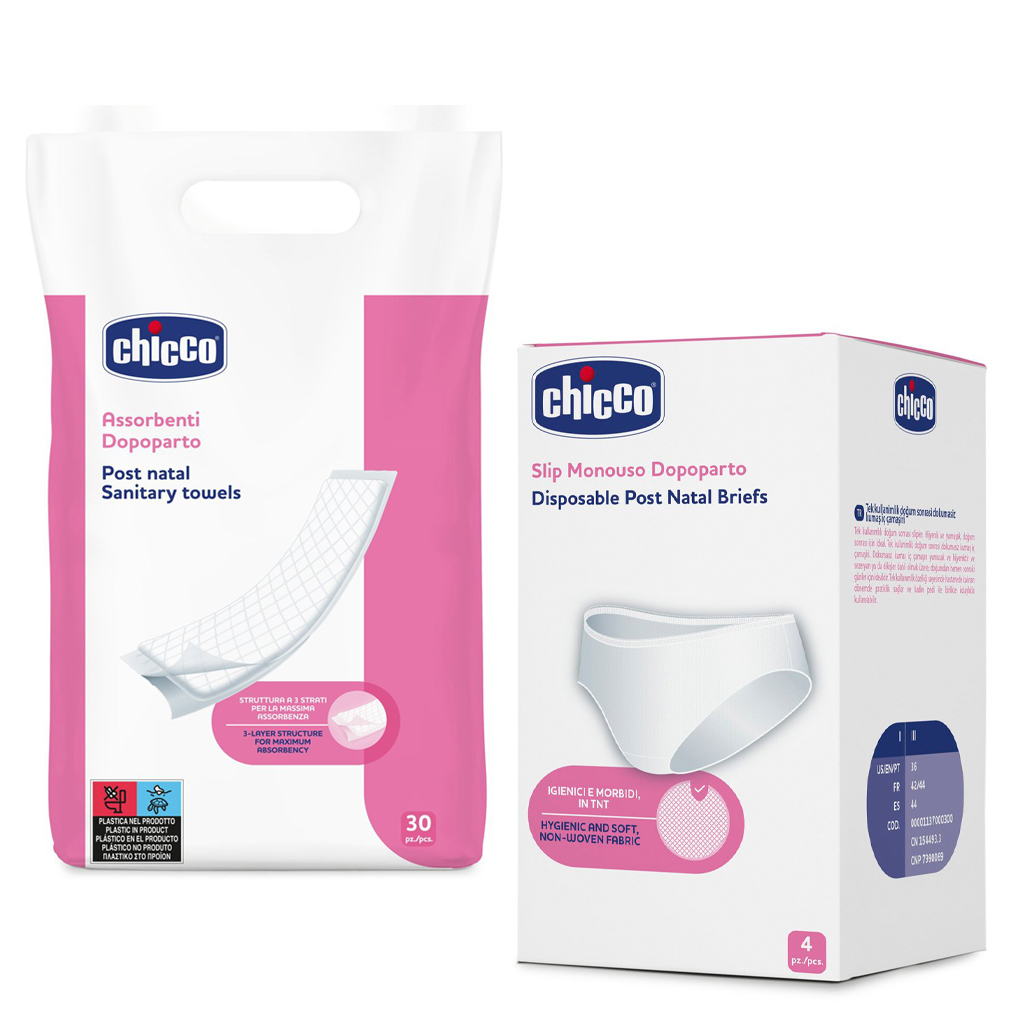 CHICCO Popôrodné vložky 30 ks + Nohavičky jednorazové po pôrode, 4 ks, veľ.3