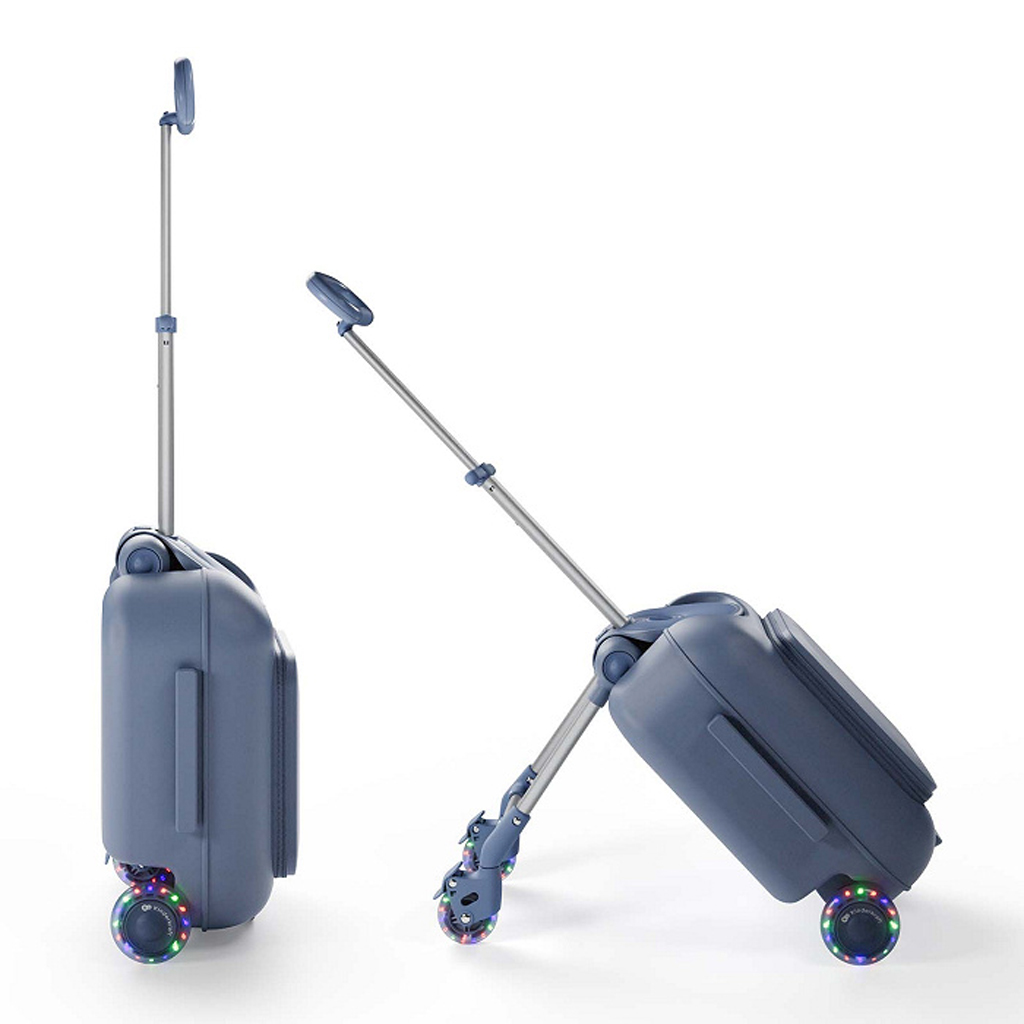 KINDERKRAFT Kufor cestovný so sedákom, nálepkami a držiakom na mobil 2v1 Cabby Blue