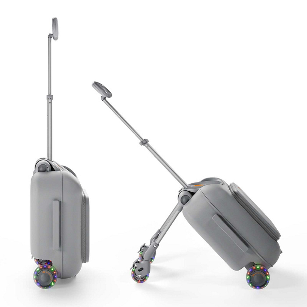 KINDERKRAFT Kufor cestovný so sedákom, nálepkami a držiakom na mobil 2v1 Cabby Grey