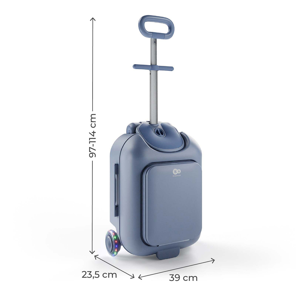 KINDERKRAFT Kufor cestovný so sedákom, nálepkami a držiakom na mobil 2v1 Cabby Grey