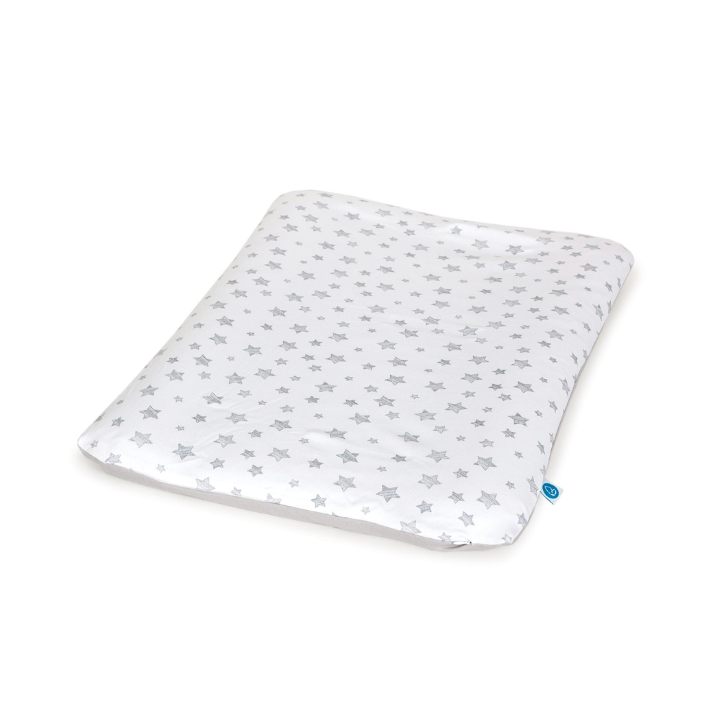 CEBA BABY Poťah na mäkkú prebaľovaciu podložku (50x70) 2 ks Grey Stars+Blue Stars
