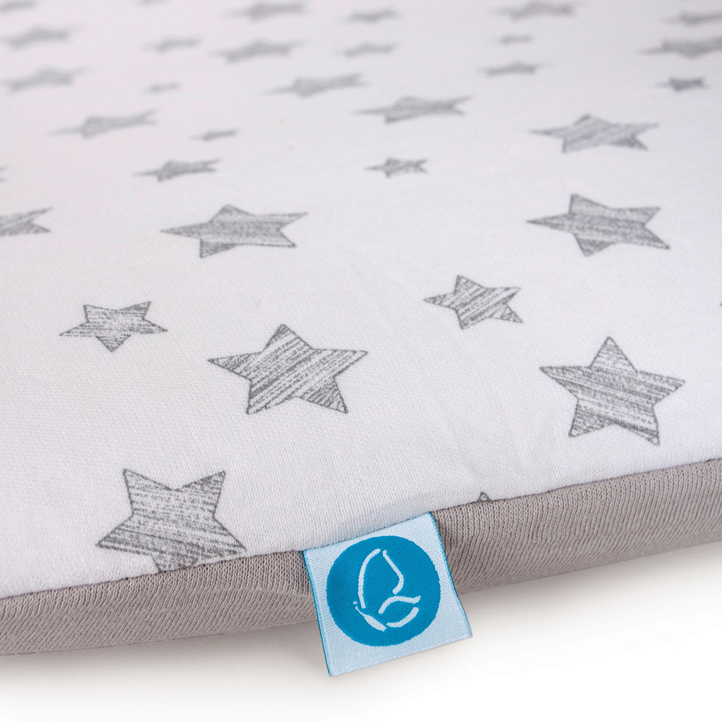 CEBA BABY Poťah na mäkkú prebaľovaciu podložku (50x70) 2 ks Grey Stars+Blue Stars