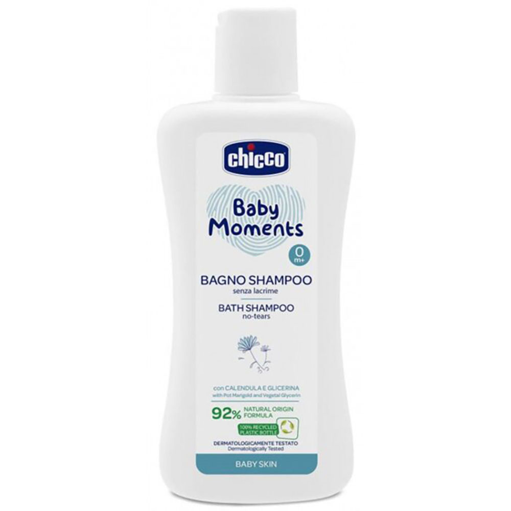 CHICCO Spchový gél 2v1 na vlasy a telo Baby Moments 200 ml, 0m+