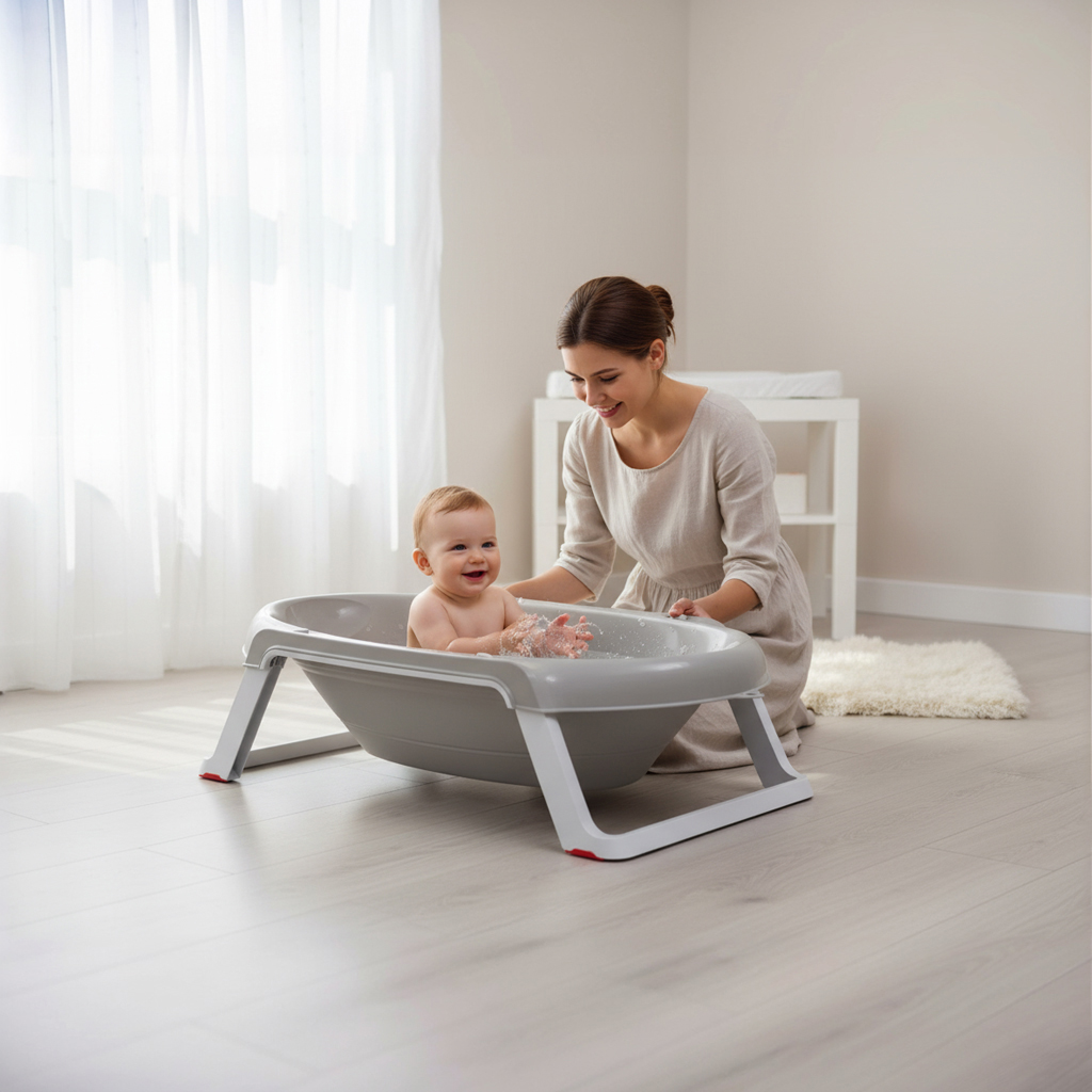 OK BABY Vanička skladacia protišmyková Onda Slim 0–12m Sky blue
