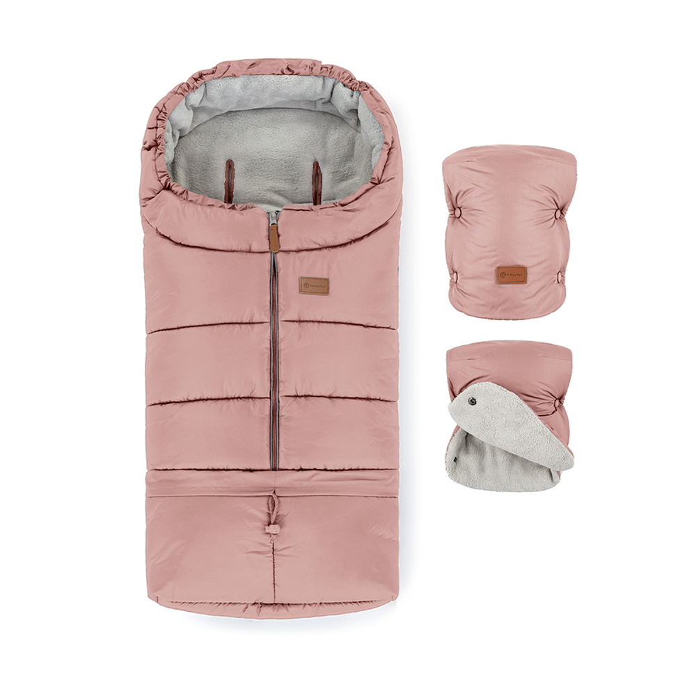 PETITE&MARS Set zimný fusak Jibot 3v1 + rukavice na kočík Jasie Dusty Pink