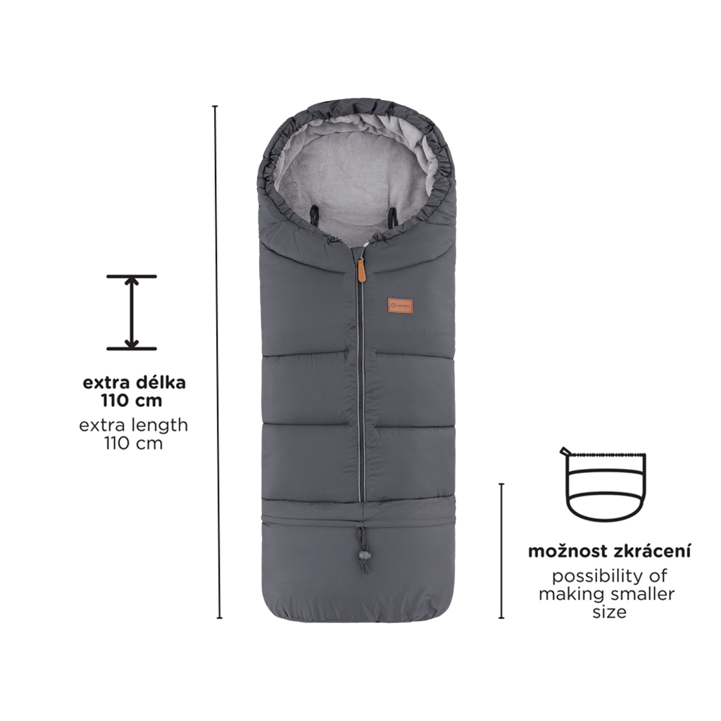 PETITE&amp;MARS Set zimný fusak Jibot 3v1 + rukavice na kočík Jasie Charcoal Grey