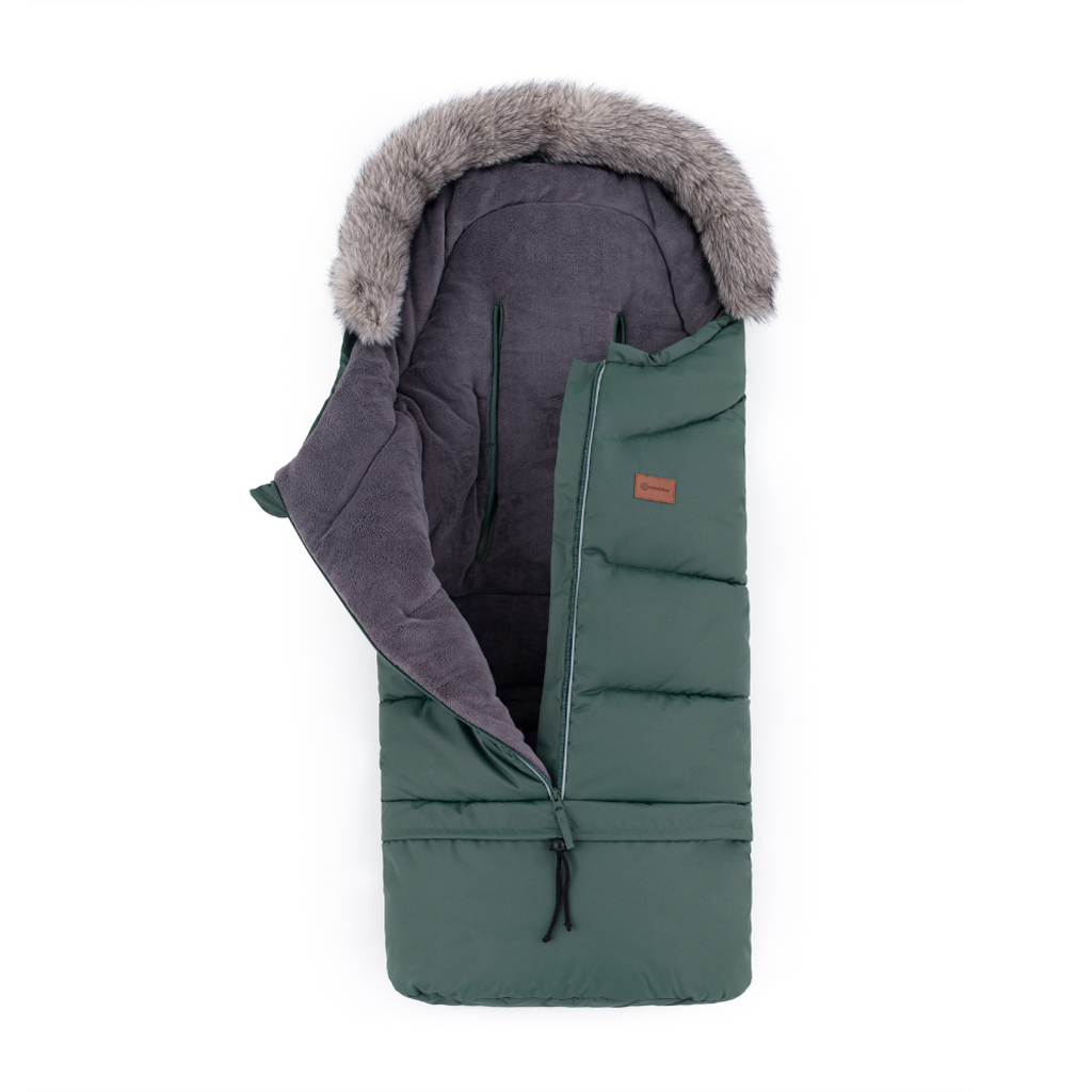 PETITE&amp;MARS Set zimný fusak Arctic 4v1 + rukavice na kočík Furry Veritable Khaki