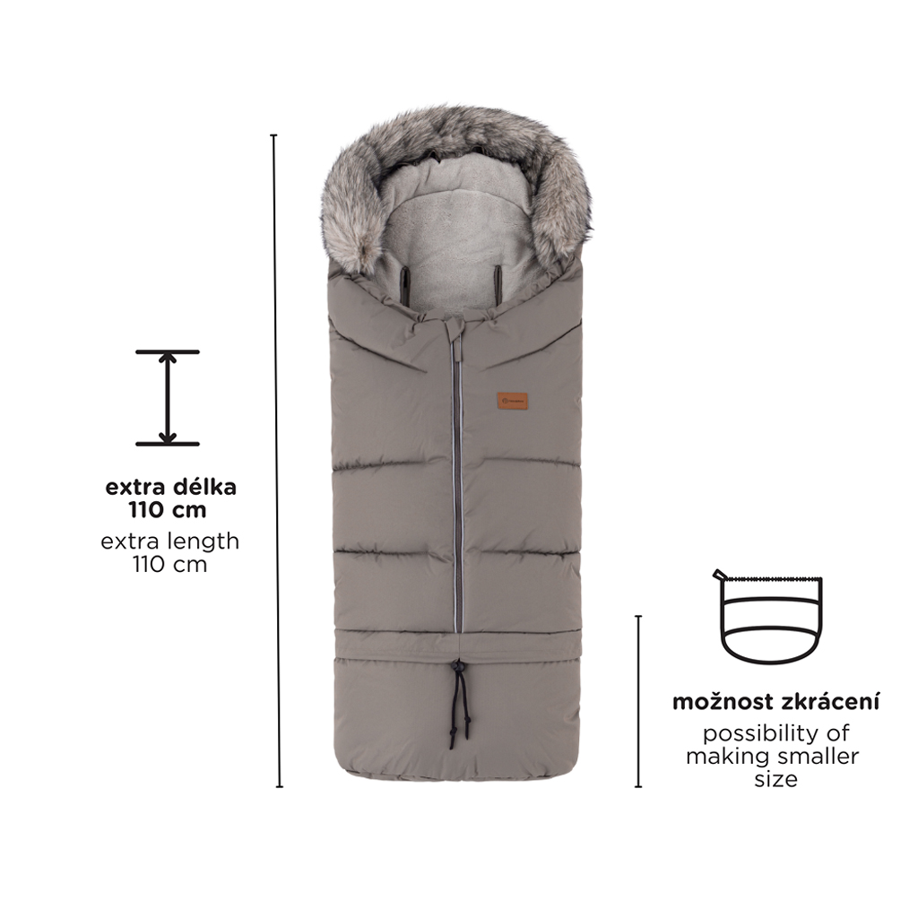 PETITE&amp;MARS Set zimný fusak Arctic 4v1 + rukavice na kočík Furry Veritable Khaki