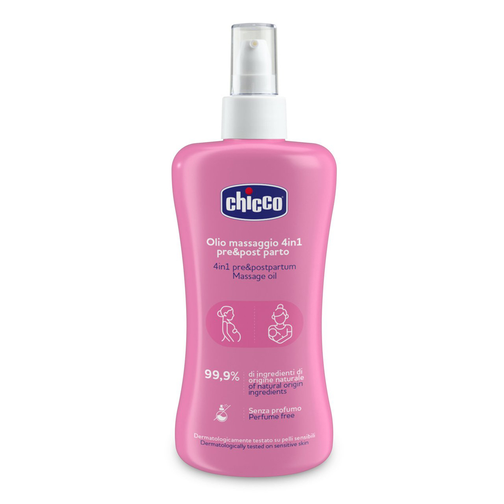 CHICCO Mama Care Olej 4v1 proti striám – na pružnosť pokožky, pred a po pôrode, s vitamínom E, 200 m
