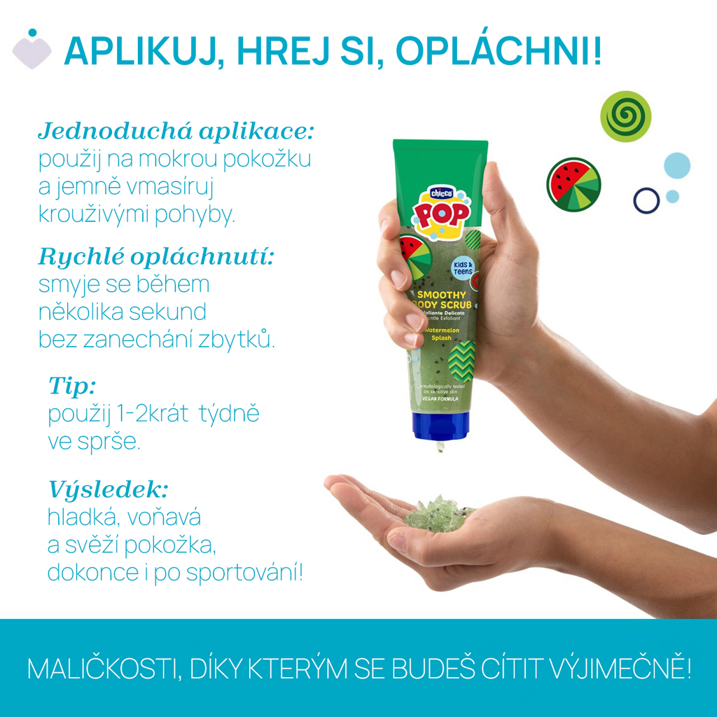 CHICCO Telový peeling Watermelon Smoothy POP pre deti a teenagerov 150ml