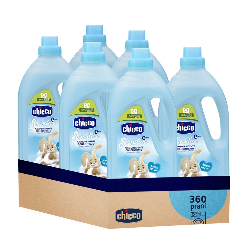 6x CHICCO Aviváž koncentrovaná Baby Sensitive Sladký púder 1,5 l (60 praní)
