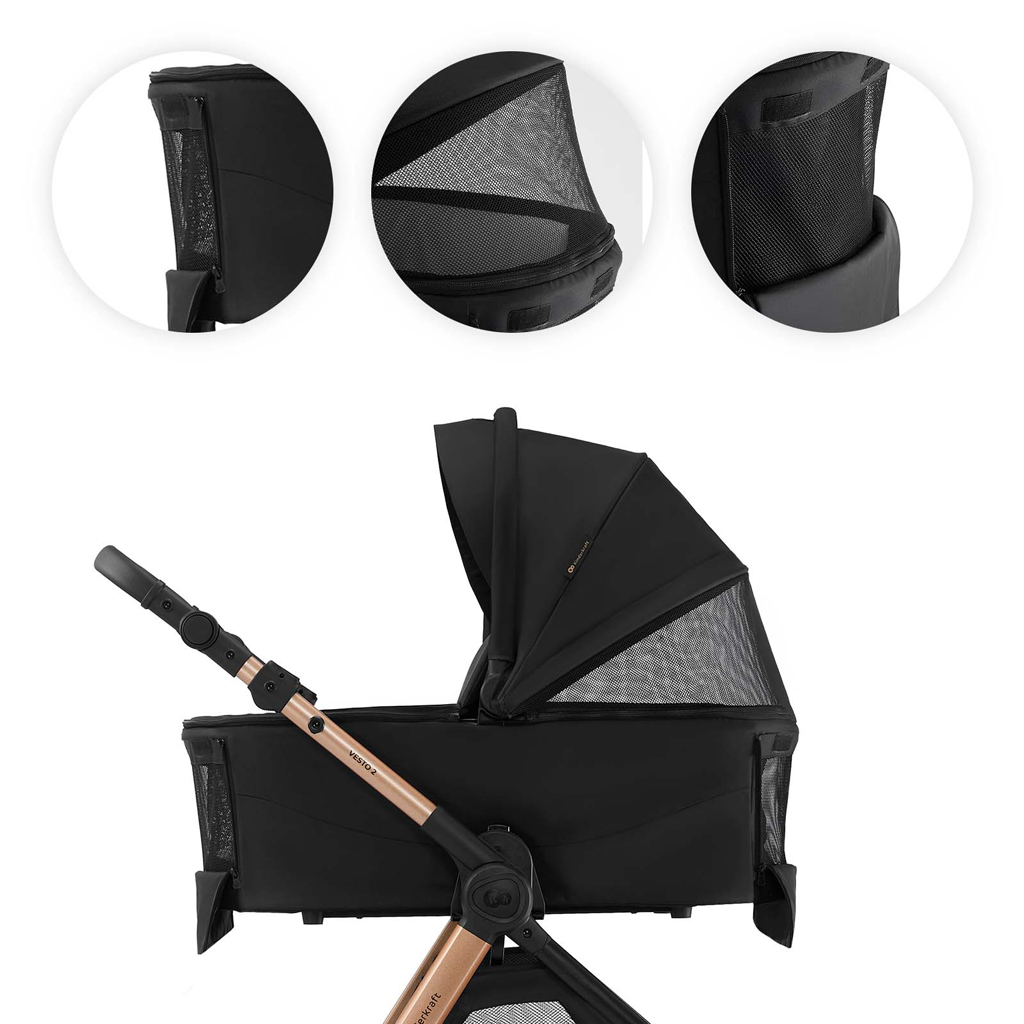 KINDERKRAFT Kočík kombinovaný Vesto 2 3v1 Black