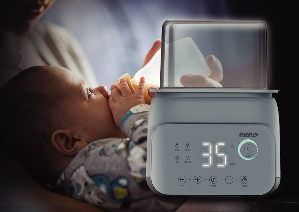 NENO Sterilizátor a ohrievač fliaš Vita 5v1 na 2 fľaše s rozmrazovaním a nočným podsvietením