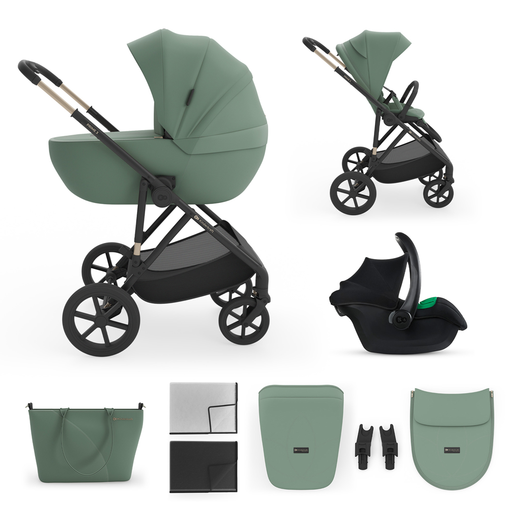 KINDERKRAFT Kočík kombinovaný 3v1 Prime 3 Dark Green