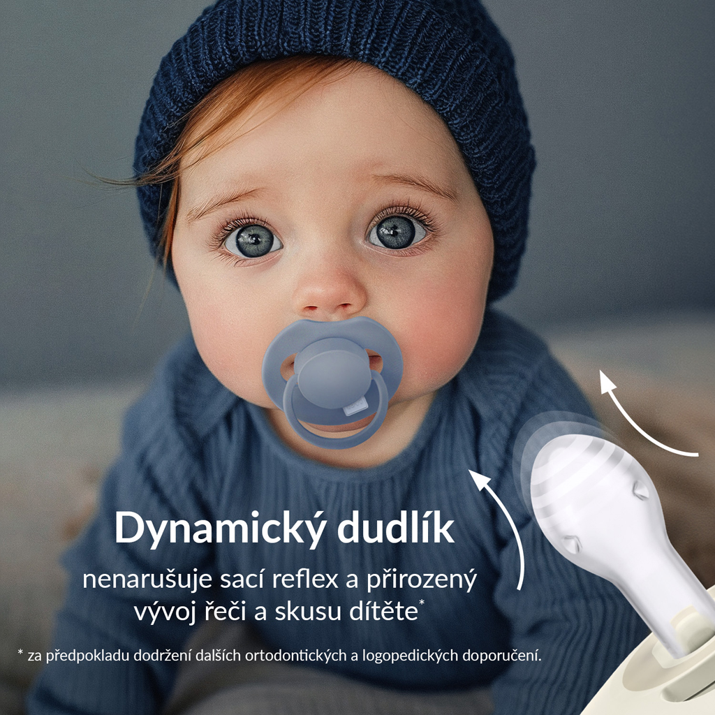 LOVI Cumlík silikónový dynamický Prime 18m+ 2ks Baby Blue/Blue