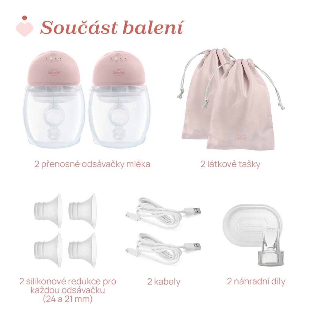 CHICCO Odsávačka materského mlieka elektrická Hands-free Duo + CHICCO Vložky do podprsenky 30ks