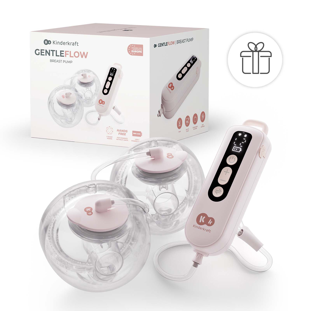 KINDERKRAFT Odsávačka mlieka Double Hands-free Gentle Flow Pink + CHICCO Vložky do podprsenky 30ks