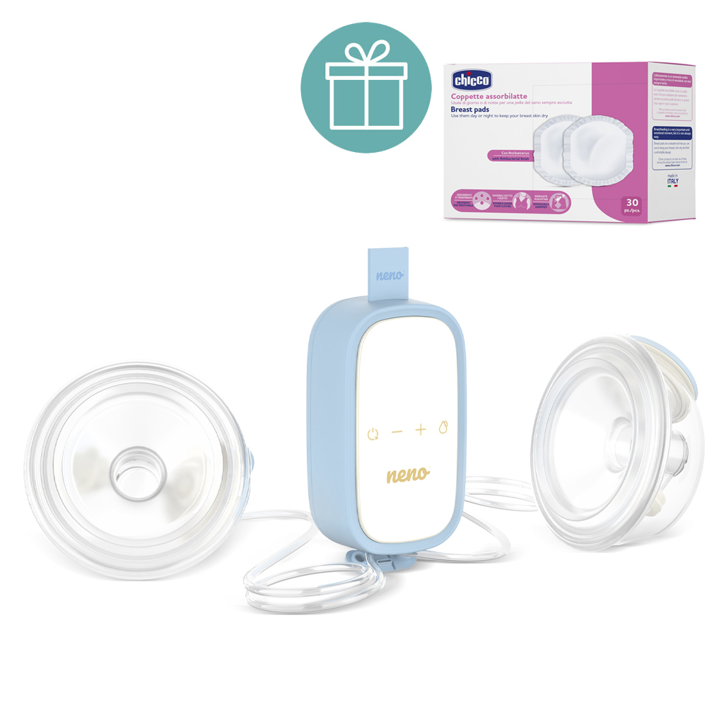 NENO Odsávačka materského mlieka duo elektrická handsfree Velo + CHICCO Vložky do podprsenky 30ks