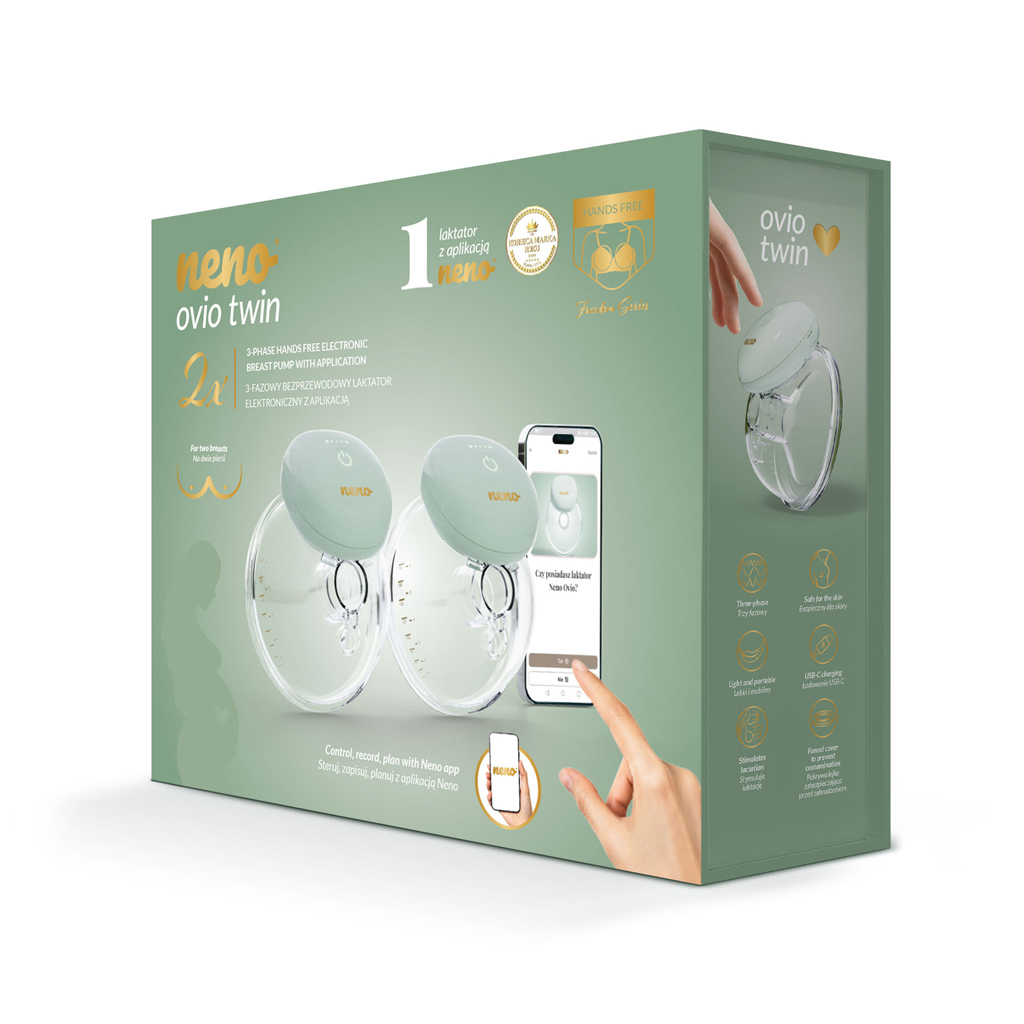 NENO Odsávačka mlieka Ovio Twin Duo bezdrôtová hands-free + CHICCO Vložky do podprsenky 30ks