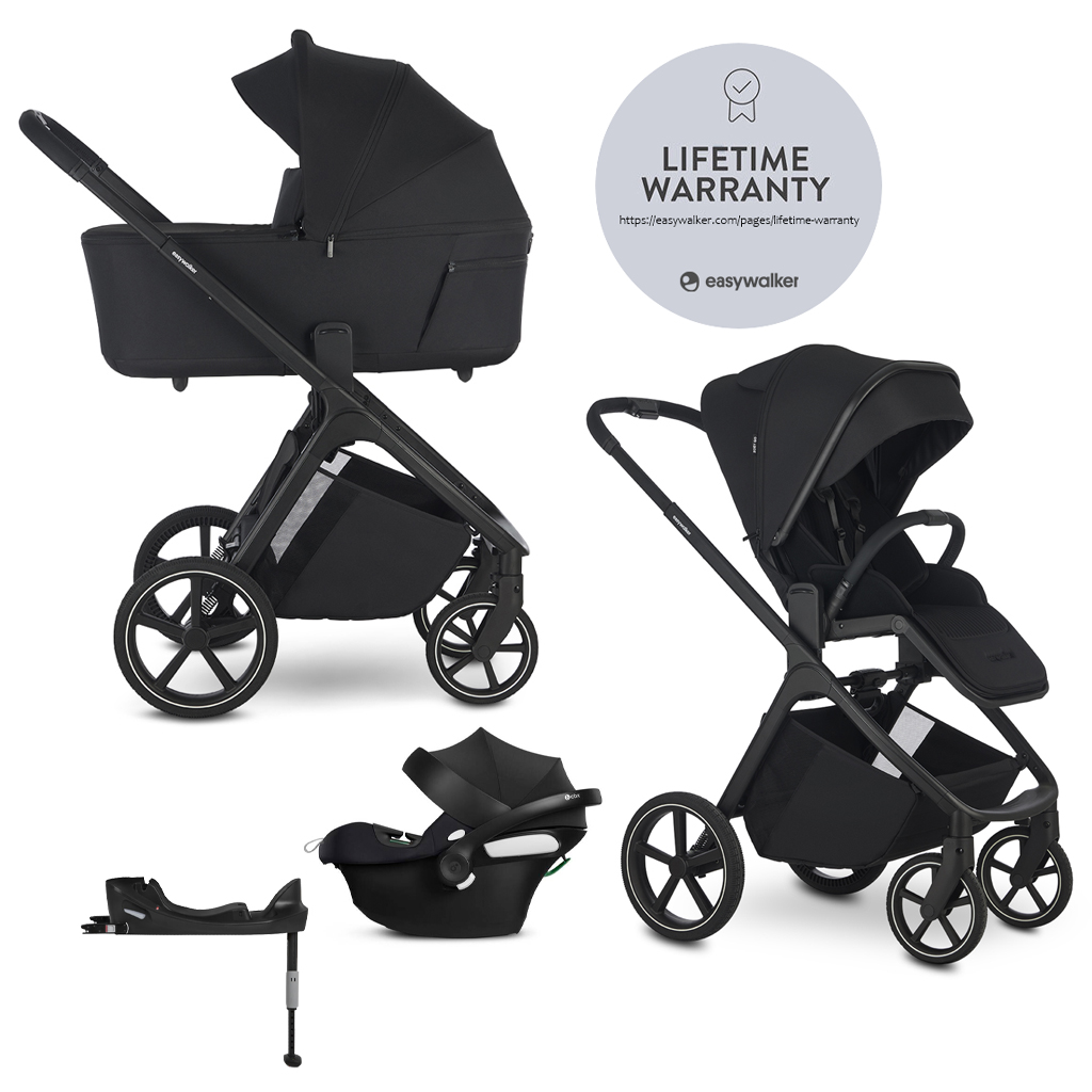 EASYWALKER Set kočík 4v1 Zoey Go Pure Black + CBX Aton B2 i-Size + CYBEX Base One