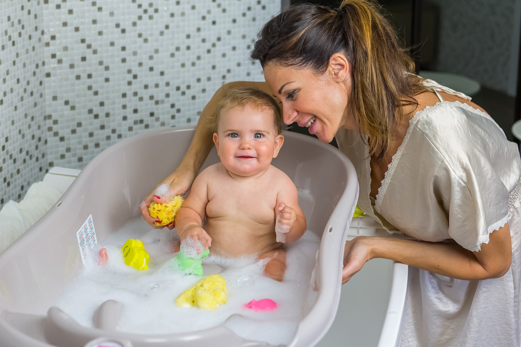 OK BABY SET Vanička rastúca protišmyková Onda Evolution 0–12m Pink + Kovový stojan na vaňu