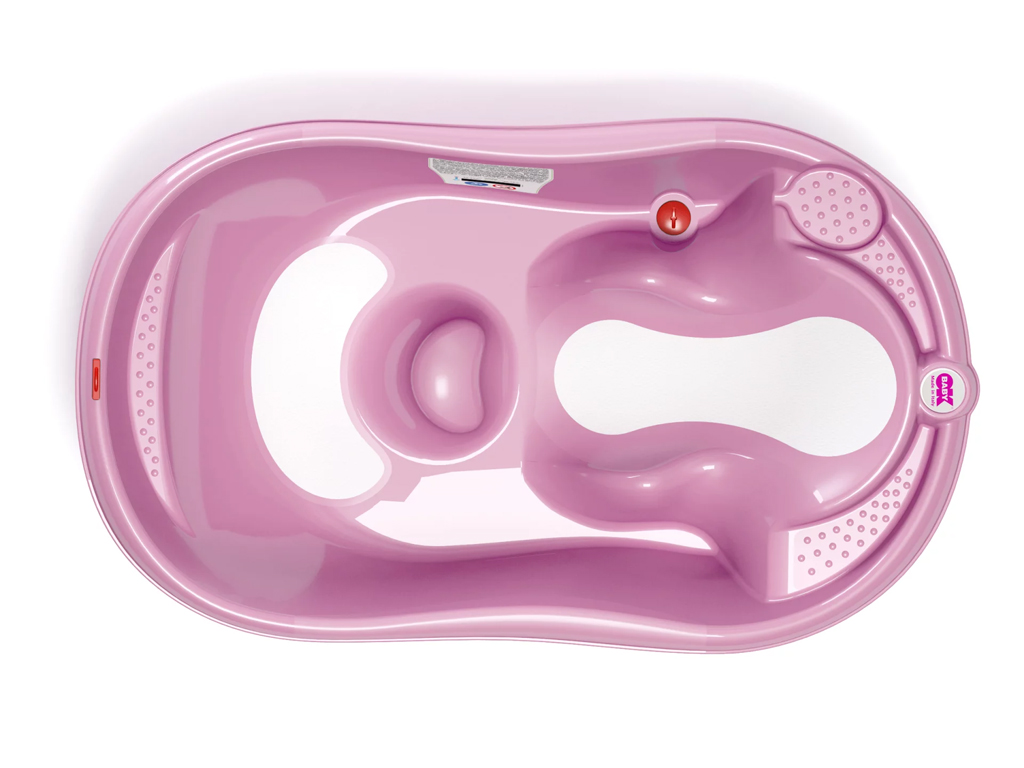OK BABY SET Vanička rastúca protišmyková Onda Evolution 0–12m Pink + Kovový stojan na vaňu