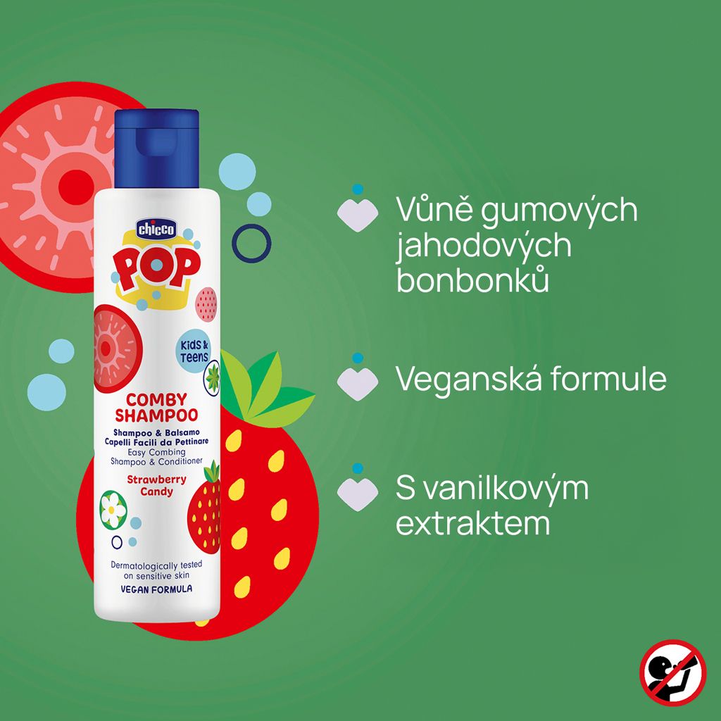 CHICCO Šampón a kondicionér Comby Strawberry POP pre deti a teenagerov 250ml