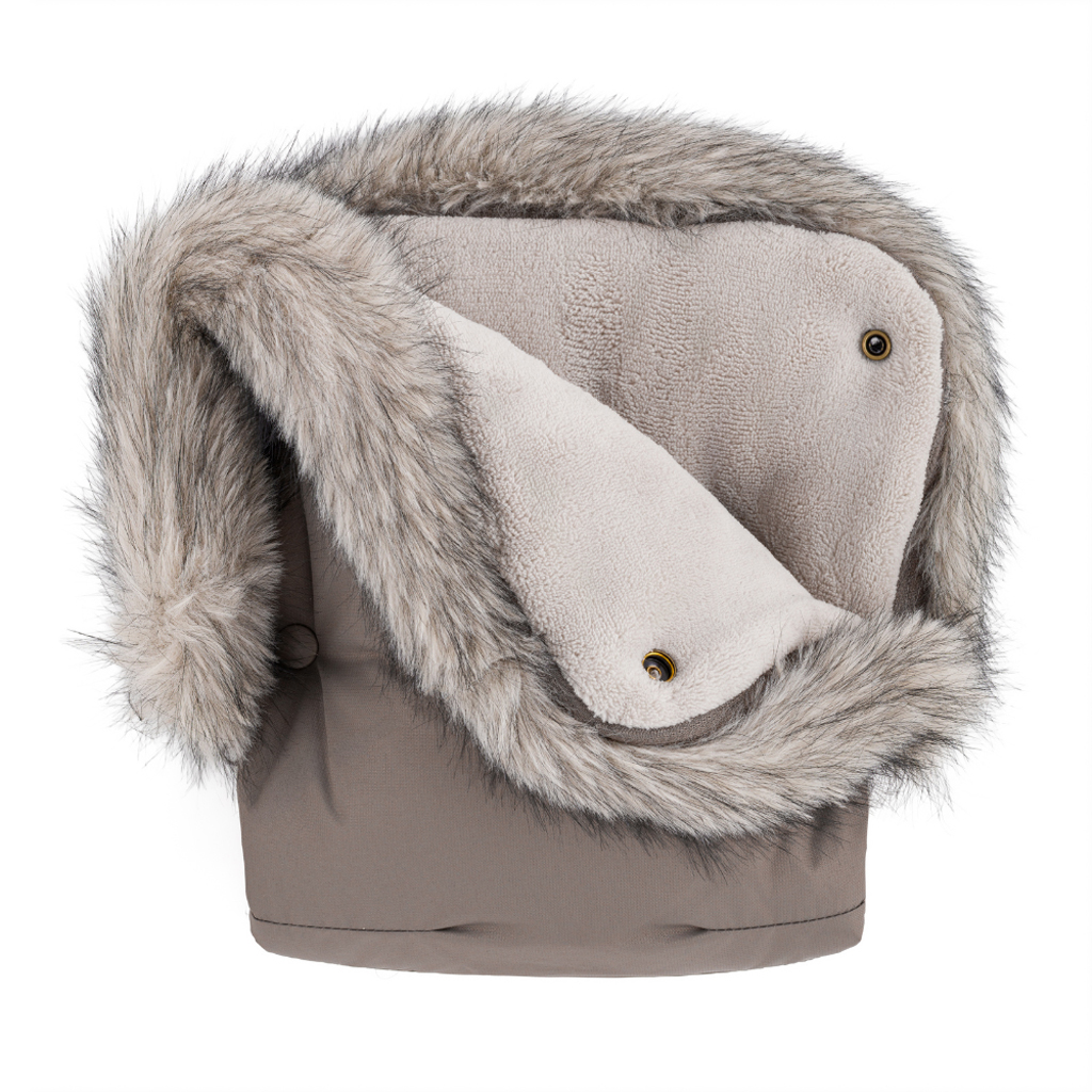 PETITE&amp;MARS Set zimný fusak Arctic 4v1 + rukavice na kočík Furry Mocha Mousse