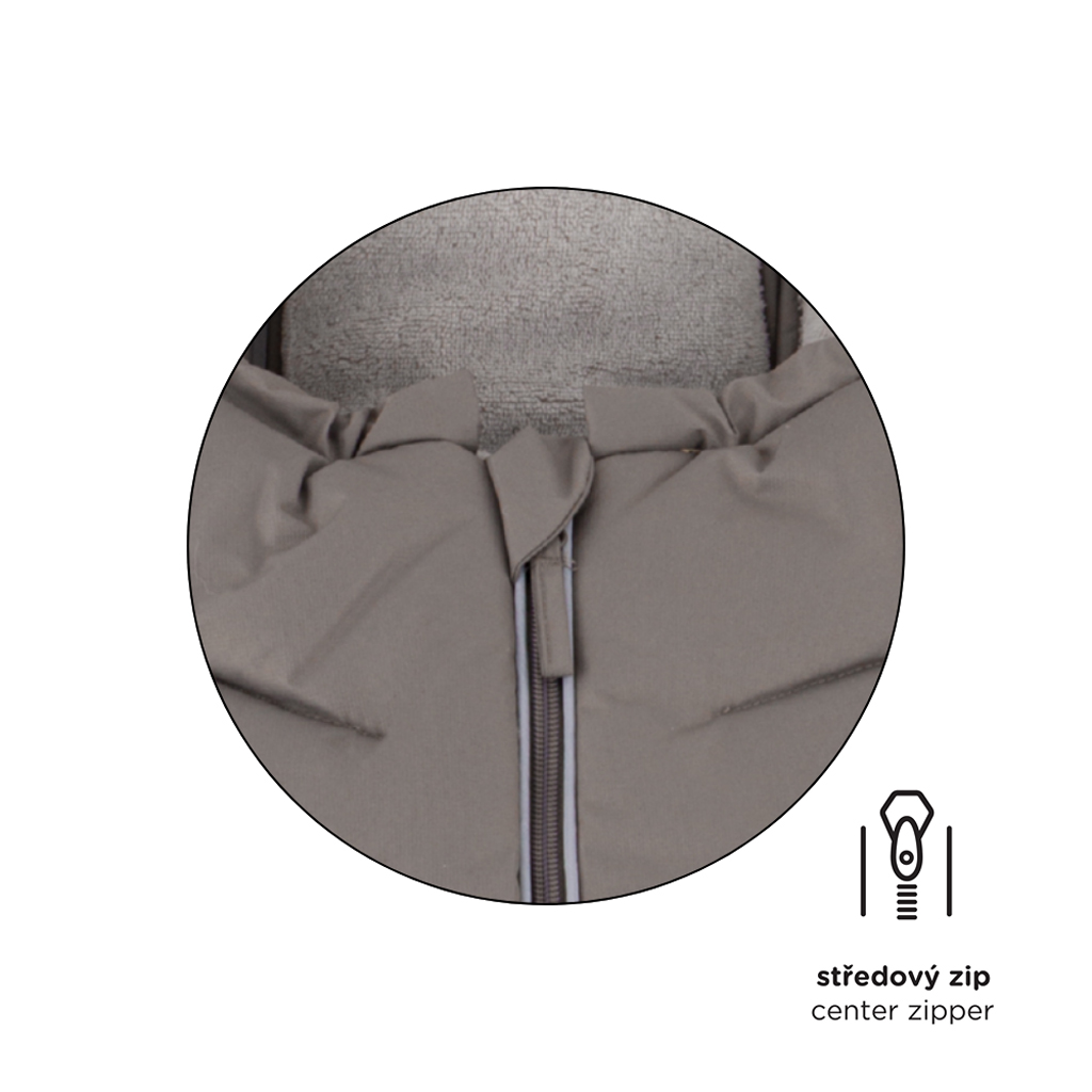 PETITE&amp;MARS Set zimný fusak Arctic 4v1 + rukavice na kočík Furry Mocha Mousse