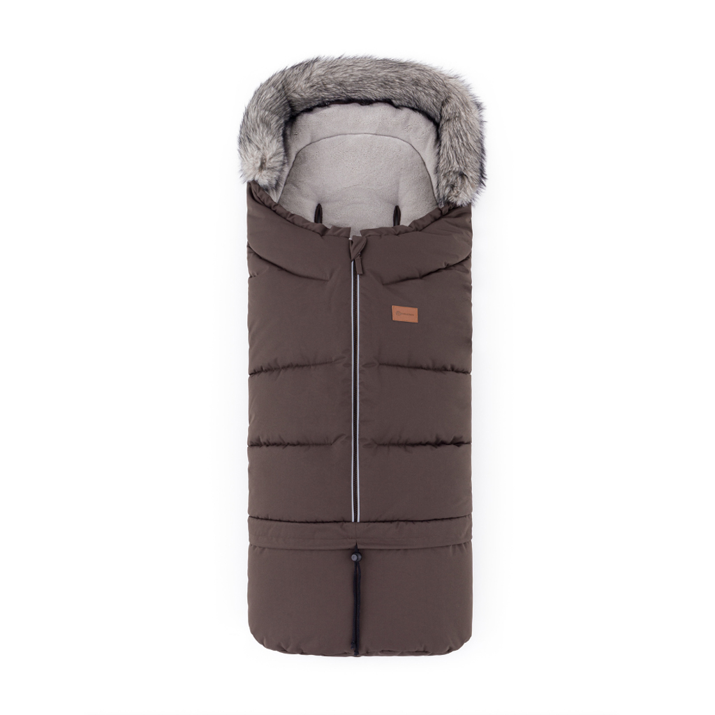 PETITE&amp;MARS Set zimný fusak Arctic 4v1 + rukavice na kočík Furry Rich Brown