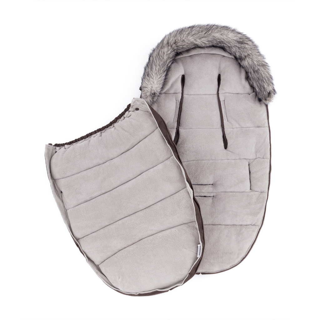 PETITE&amp;MARS Set zimný fusak Comfy 4v1 + rukavice na kočík Furry Rich Brown
