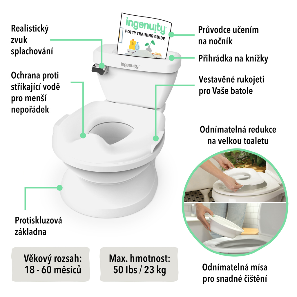 INGENUITY Nočník/toaleta detská so zvukom My Size™ biela