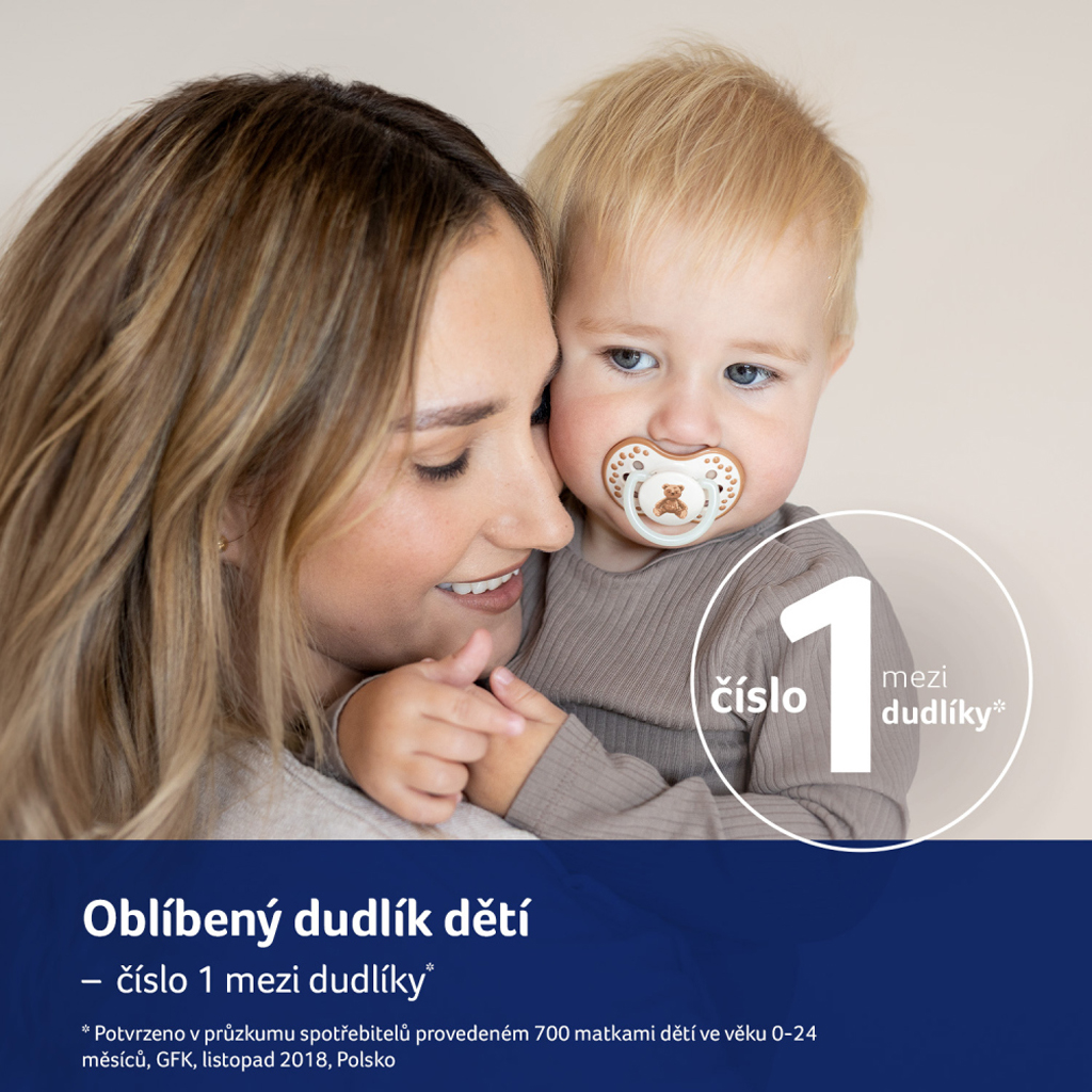 LOVI Cumlík svietiaci silikónový dynamický Teddy love 18m+ 2ks