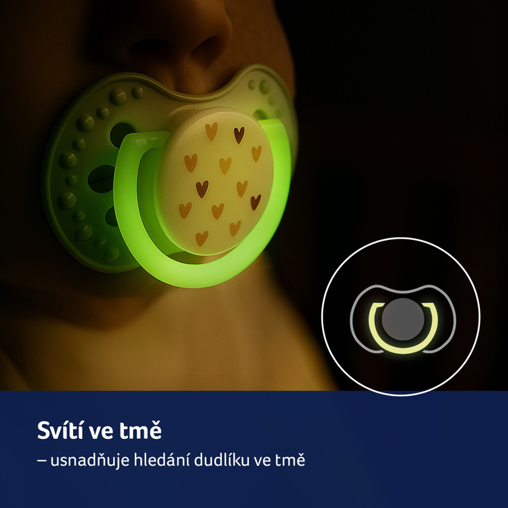 LOVI Cumlík svietiaci silikónový dynamický Teddy love 18m+ 2ks