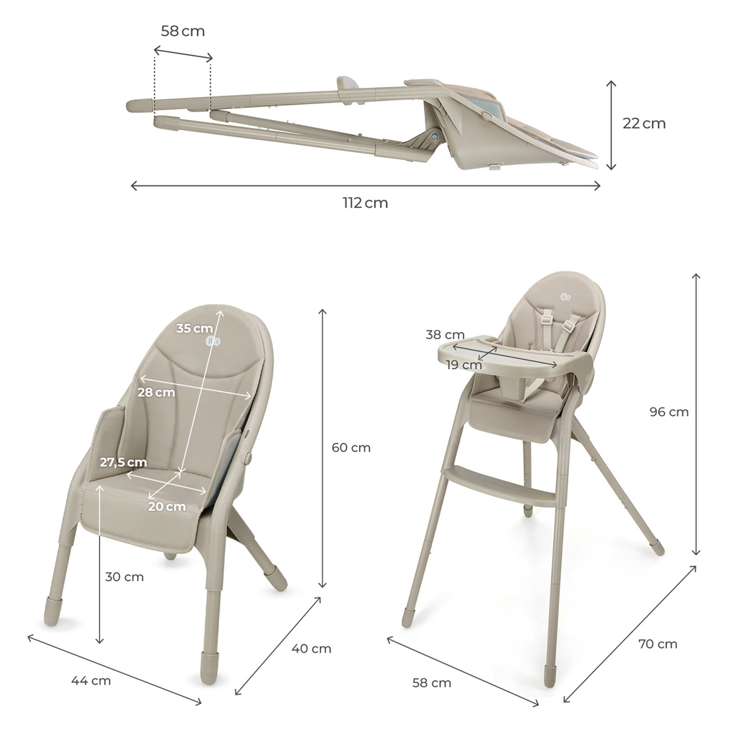 KINDERKRAFT Stolička jedálenská Dinnly 2v1 Beige