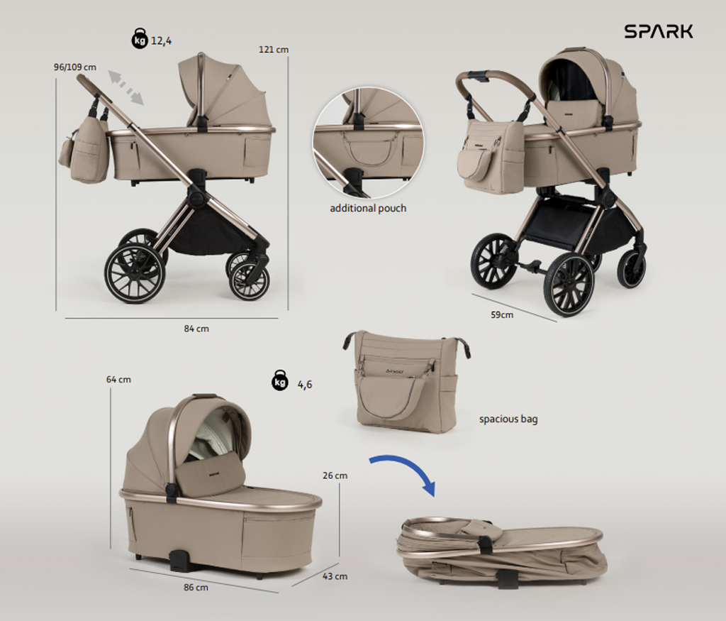 ADAMEX Kočík kombinovaný Spark 11 Chocolate Fango