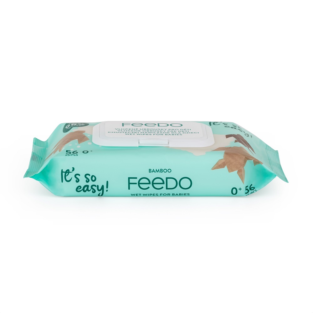 FEEDO Obrúsky vlhčené bambusové bioodbúrateľné 56 ks
