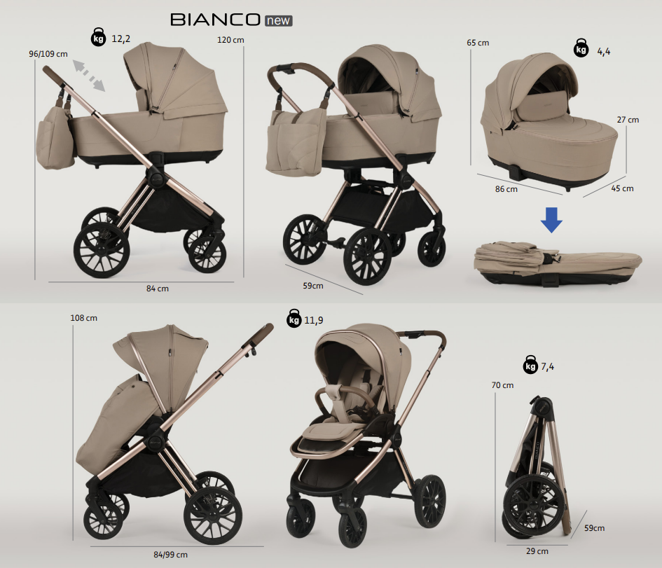 ADAMEX Kočík kombinovaný Bianco 13 New Chocolate Brown