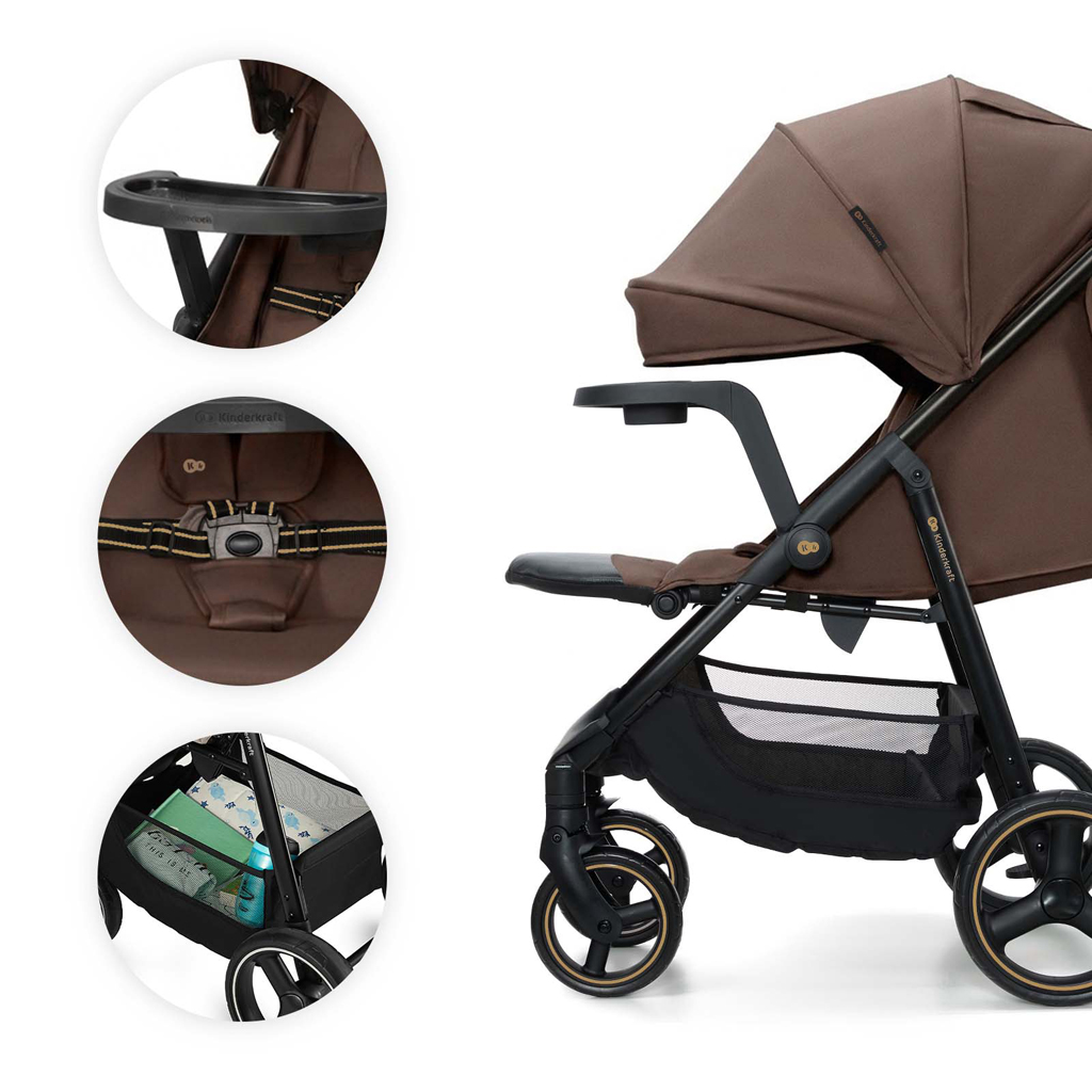 KINDERKRAFT Kočík športový Trig 3 Tray Velvet Mocca