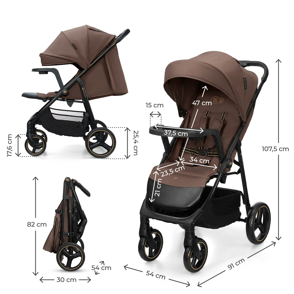 KINDERKRAFT Kočík športový Trig 3 Tray Velvet Mocca