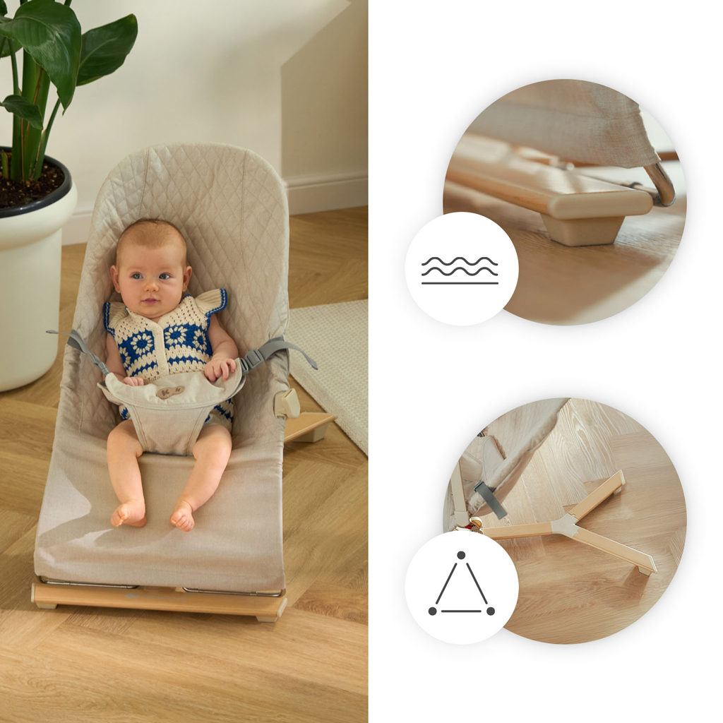 KINDERKRAFT Lehátko pohupujúce Mimi Beige wood, do 9 kg