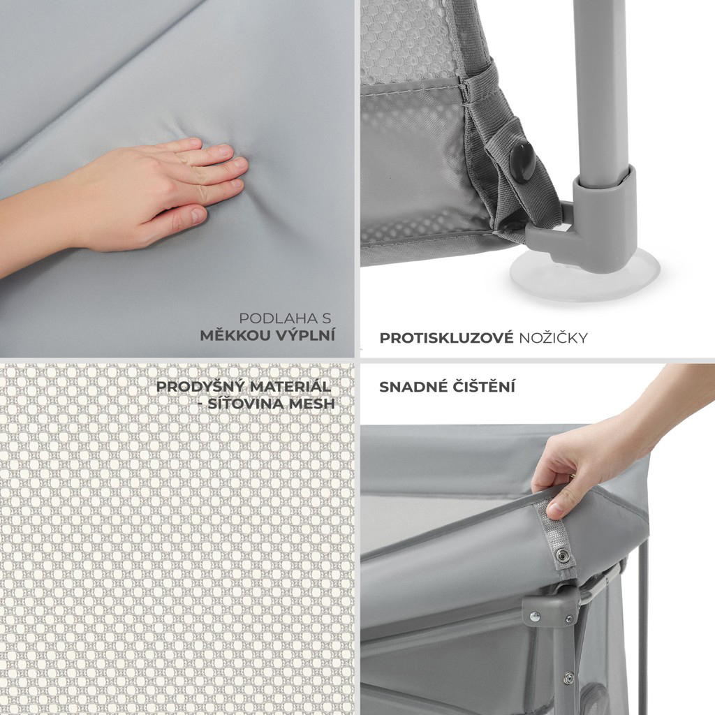 KINDERKRAFT Ohrádka pre deti skladacia Ziki Light Grey