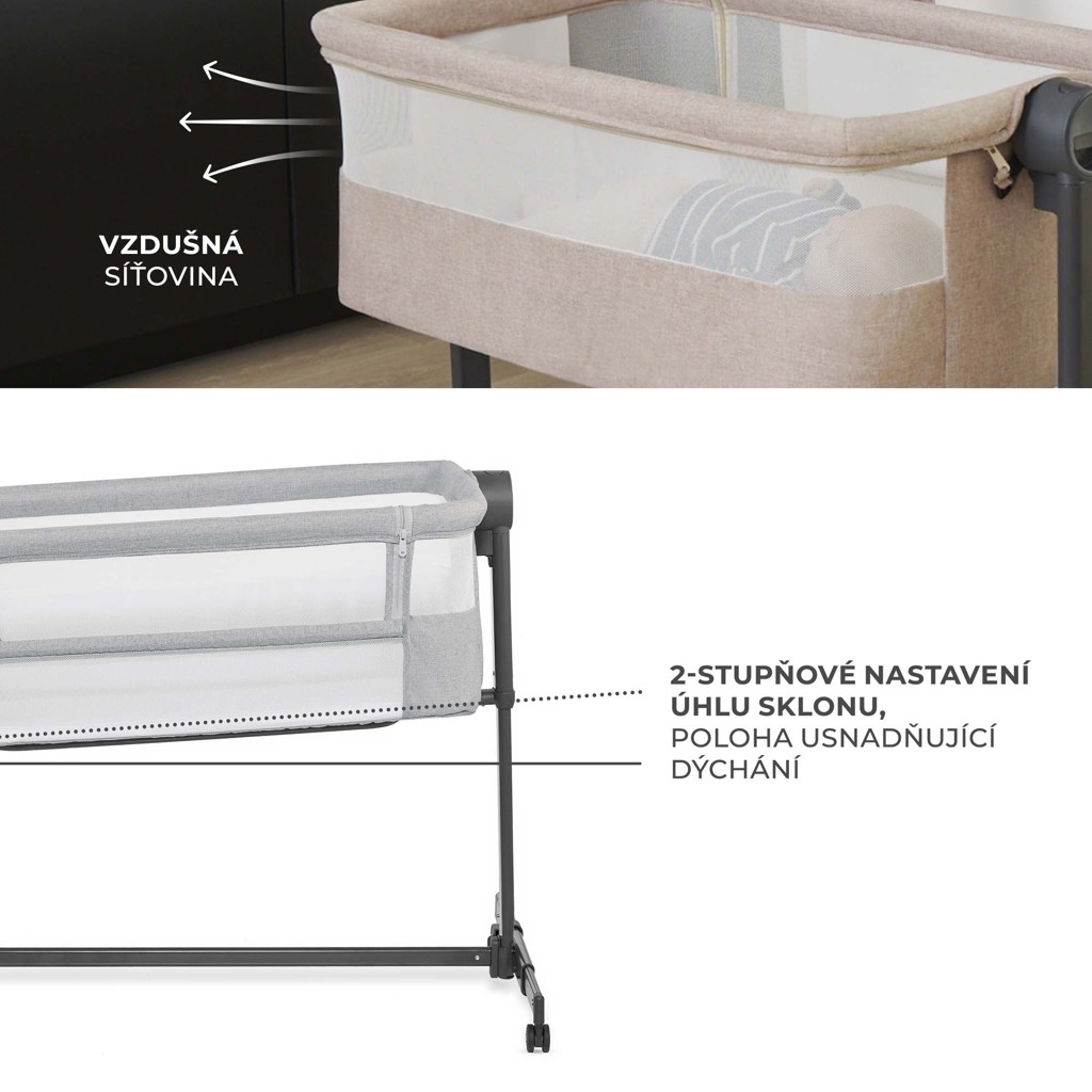 KINDERKRAFT Postieľka detská polohovateľná Nestee Up2 Light Grey